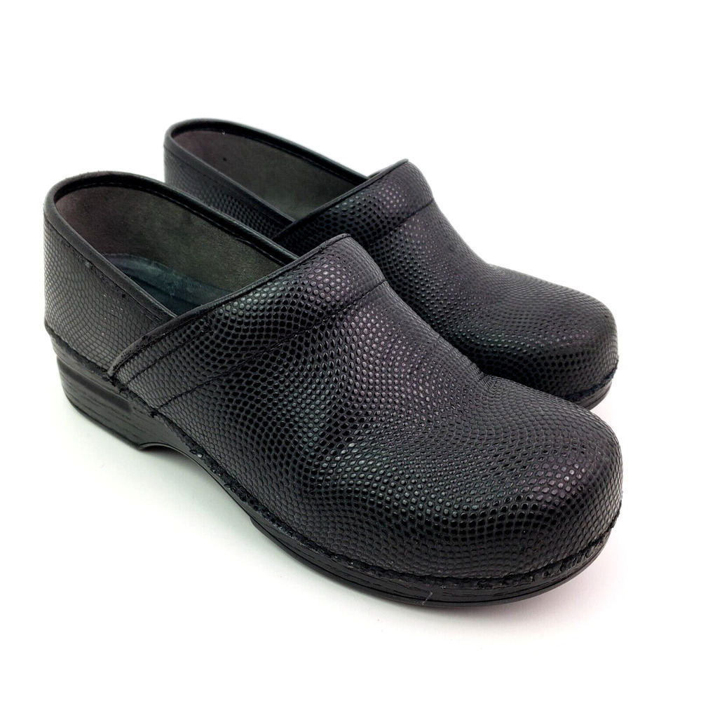Dansko XP Pro Womens Size EU 40 US 9.5-10 Black Embossed Slip On Work Clog Shoes